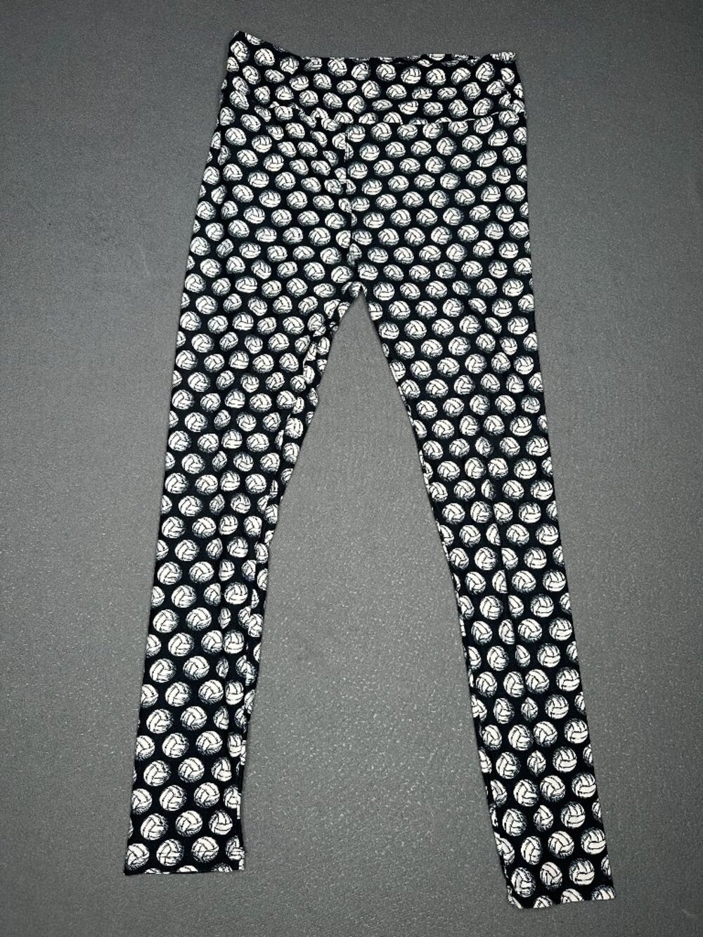 LuLaRoe Women's Tall and Curvy Leggings Black & White Volleyball Print